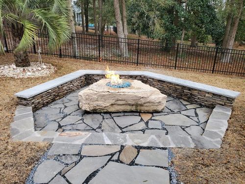 Fire Pit Installation for Bianchi Construction Company Inc in Southport, NC