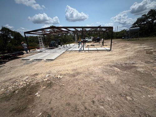 Metal building installation for K.O. Excavation LLC in Spring Branch, TX