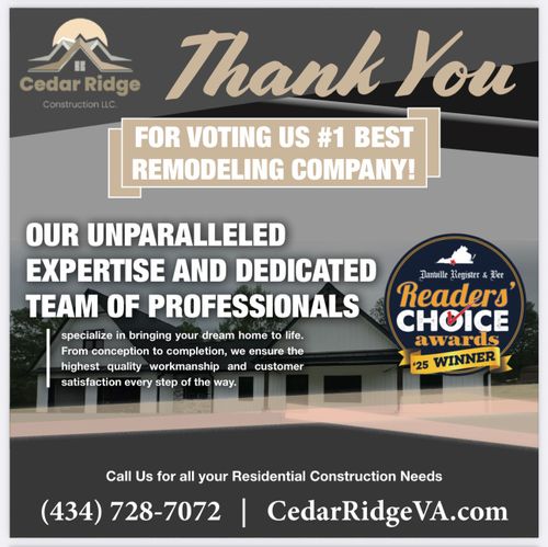  for Cedar Ridge Construction in Danville, VA