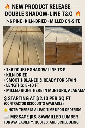 Interior Tongue & Groove walls and ceilings for Jrs. Sawmilled Lumber in Munford, AL