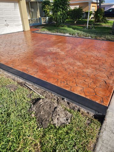 Stamped Concrete Installation for Beautiful and Affordable Stamped Concrete by Castilla Concrete Finish Design Corp in Sunrise, FL