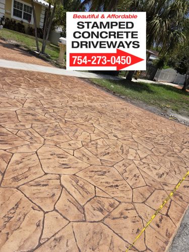 Concrete Driveway  for Beautiful and Affordable Stamped Concrete by Castilla Concrete Finish Design Corp in Sunrise, FL