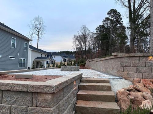 Retaining Wall Construction for L & C Landscaping in Statesville, NC