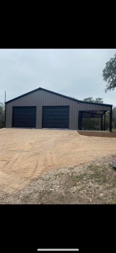 Metal building installation for K.O. Excavation LLC in Spring Branch, TX