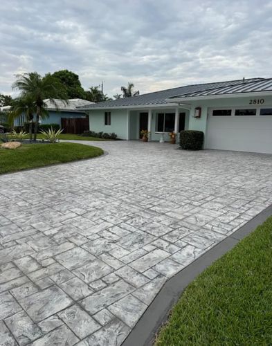 Stamped Concrete Installation for Beautiful and Affordable Stamped Concrete by Lauderdale Concrete LLC in Sunrise, FL