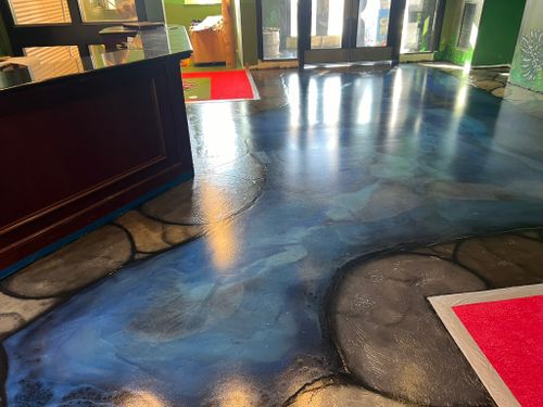 Epoxy, Overlay, & Mixed Media Projects for Whitfield Concrete Construction in Solsberry, IN