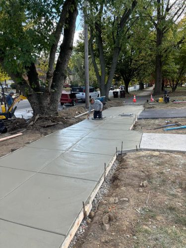 Sidewalk & curb install for DiMaggio & Son's Masonry in Aston, PA