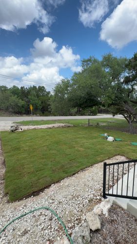 Sod & Seed installs for Bad Axe Landscapes LLC in Bulverde, TX