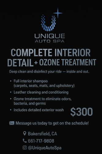 Interior Detailing for Unique Auto Spa in Bakersfield, CA