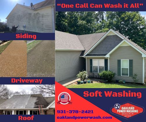 House and Roof Softwash for Oakland Power Washing in Clarksville, TN