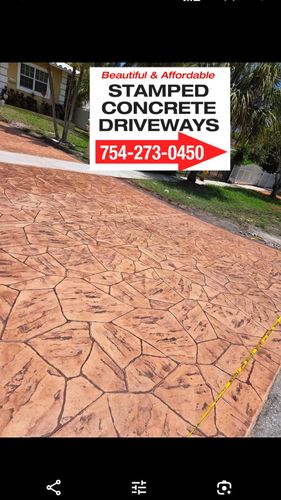 Concrete Driveway  for Beautiful and Affordable Stamped Concrete by Castilla Concrete Finish Design Corp in Sunrise, FL