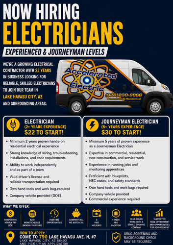 Electrical Repairs for Accelerated Electric in Lake Havasu City, AZ