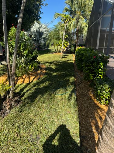 Mulch and rocks installation for BH Lawn and Landscape in Fort Myers, FL
