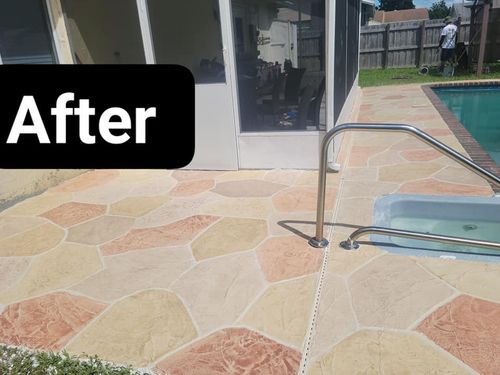Pool Deck/ Patio for Beautiful and Affordable Stamped Concrete by Castilla Concrete Finish Design Corp in Sunrise, FL