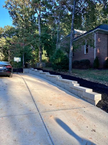 Retaining Wall Construction for L & C Landscaping in Statesville, NC