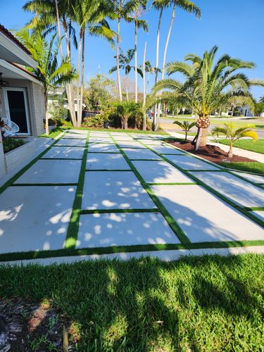 Concrete Squares with Faux Grass or Rocks for Beautiful and Affordable Stamped Concrete by Castilla Concrete Finish Design Corp in Sunrise, FL
