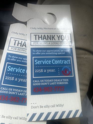 Chilly Willy Protection Plan $255 for Chilly Willy Mechanical in Charlottesville, VA