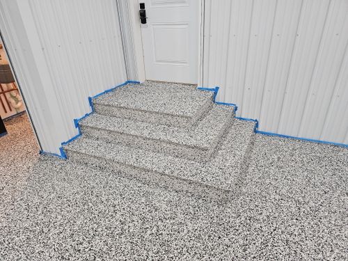 Ployaspartic Chip Coating for Majestic Concrete and Landscape in Cross Lake, MN