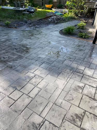 Stamped Concrete Installation for Azores Concrete L.T.D. in Port Jefferson Station, NY