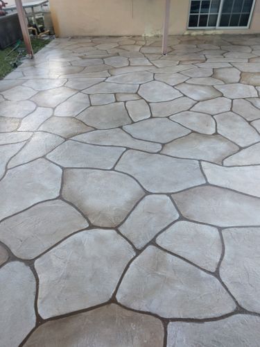 Stamped Concrete Installation for Beautiful and Affordable Stamped Concrete by Castilla Concrete Finish Design Corp in Sunrise, FL