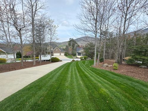 Turf repair, overseeding and top dressing for HG Landscape Plus in Asheville, NC