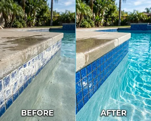 Pool Tiling (calcium build up cleaning) for Black Diamond Custom Pools LLC in Azle, TX