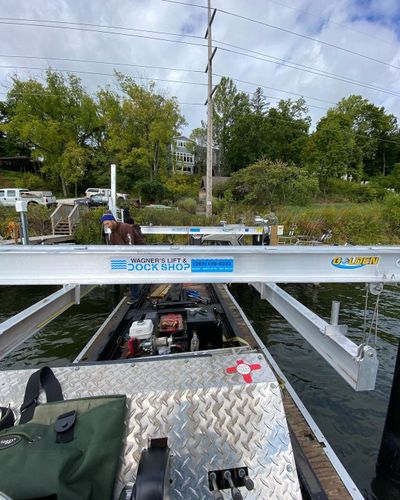 Boat lift Installation for Wagner's Lift and Dock Shop LLC in Watervliet, MI