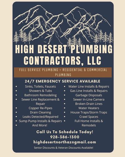 Plumbing Repairs for High Desert Plumbing Contractors LLC in Winslow, AZ