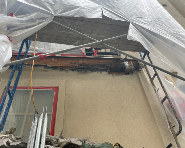 Window and balcony header repair for TCC Stucco Repair in Houston, TX