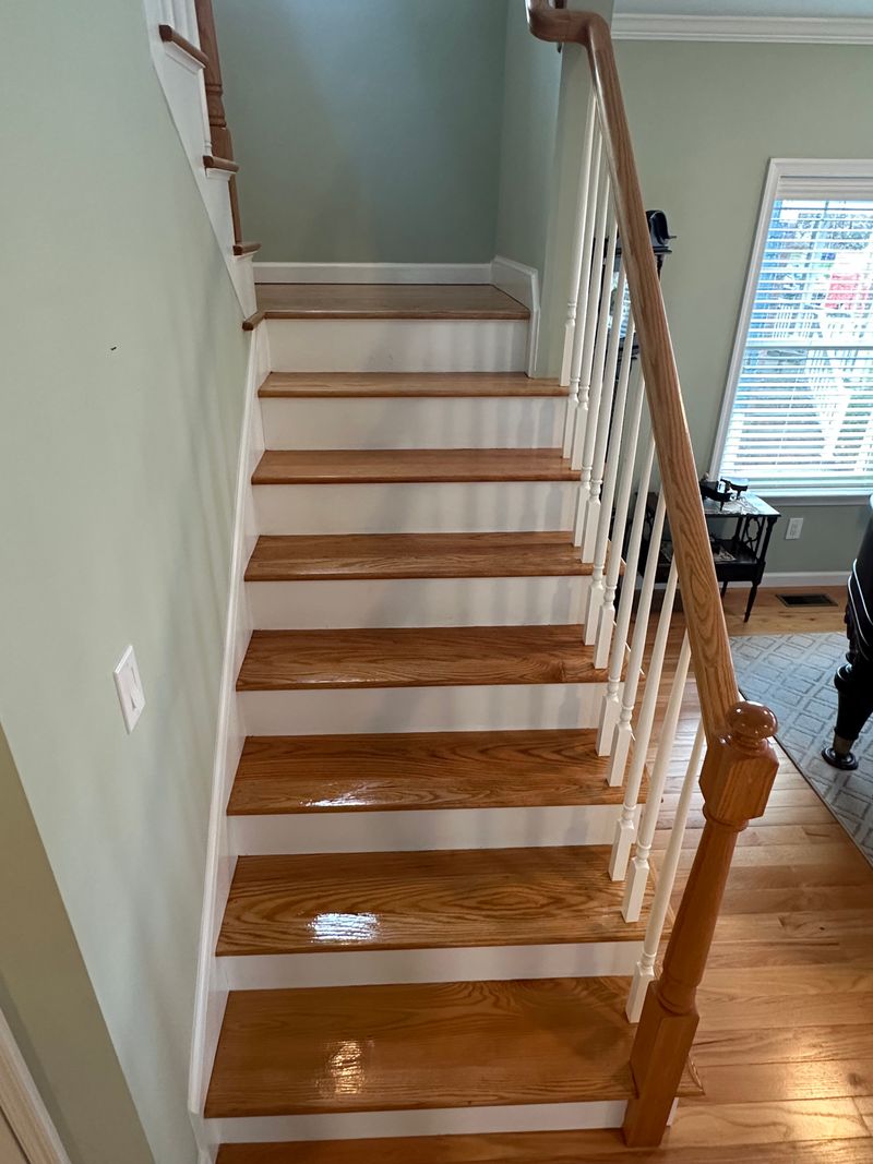 Stair treads finished to match the floor