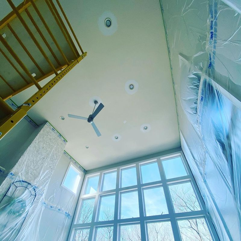 Scaffolding for a two-story ceiling