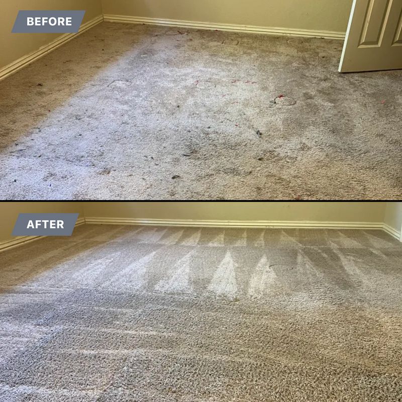Carpet before and after vacuuming