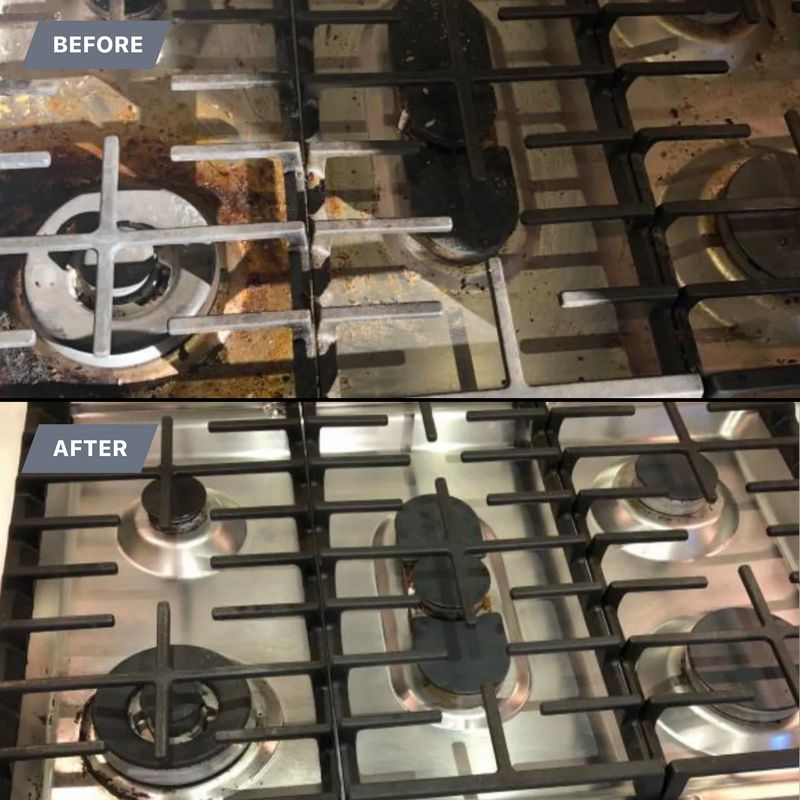 Gas stove grates before and after cleaning