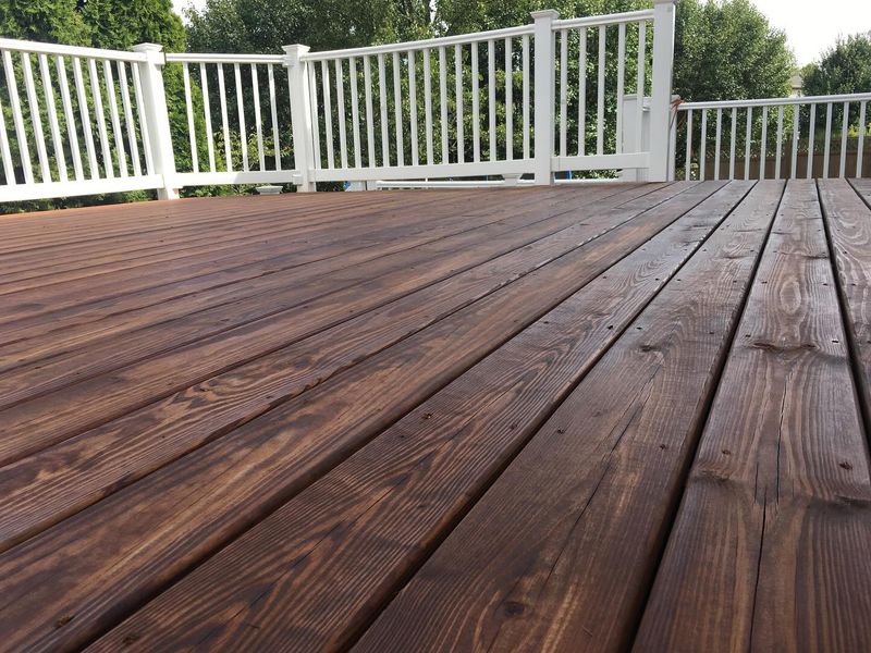 Deck with white railings