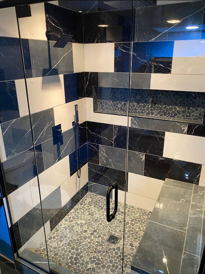 Custom tile shower with glass door