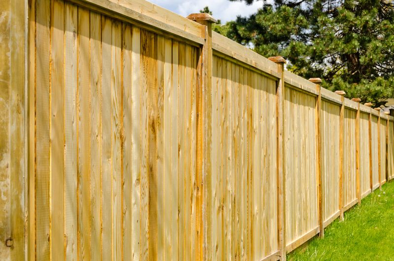 Capped cedar privacy fence
