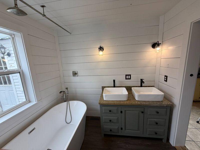 Bathroom Shiplap & Raw Wood Painting in Otisfield, ME