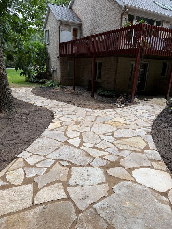 Flagstone Walkway Install With a Buried Surprise Underneath