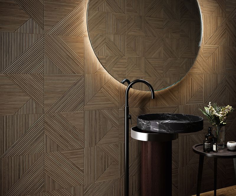 Wall tile wood look japandi design