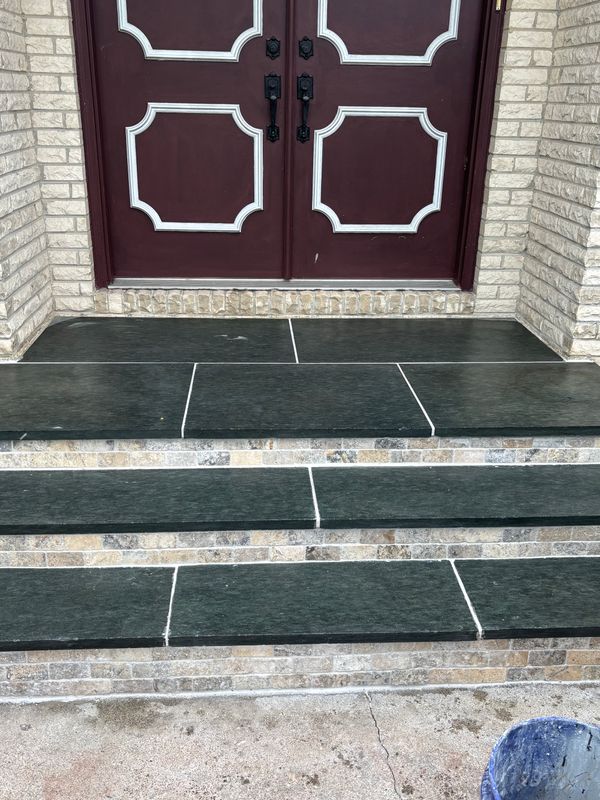 Elegant Entryway Transformation with Custom Stonework and Landscape Design