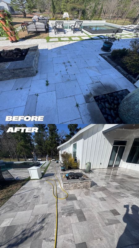Paver/ Traventine Hardscape Cleaning & Sanding