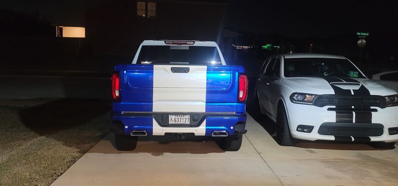 Blue and white GMC