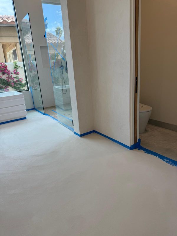 White micro cement shower walls