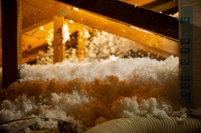Deep, fresh blown-in fiberglass layer across a Phoenix attic