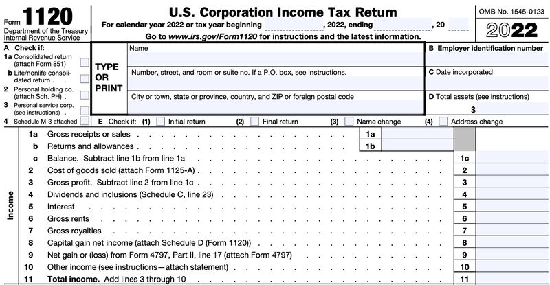 Corporate taxes forms 1120-s
