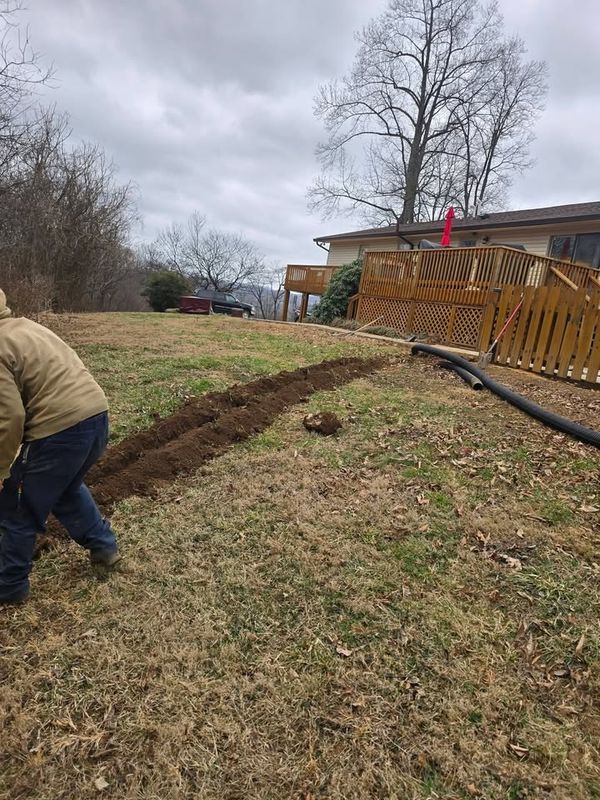 Water line and underground electrical installation
