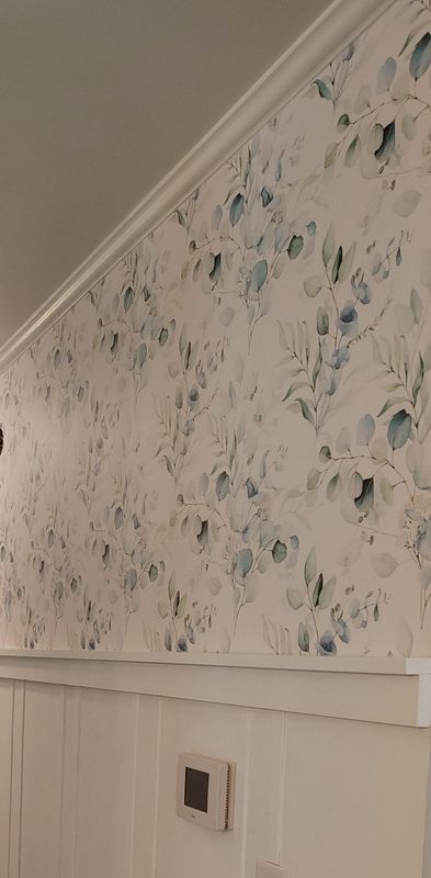 Elegant Hallway Transformation: WenWorks Wallpaper Revival in Constantine, MI