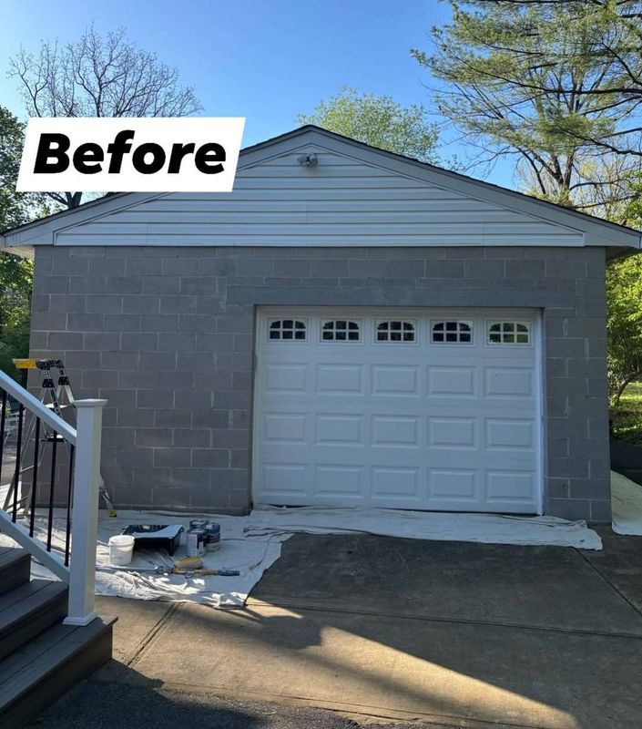 Exterior Block Garage Painting in Wallingford, PA (19086) | Masonry Coating Transformation