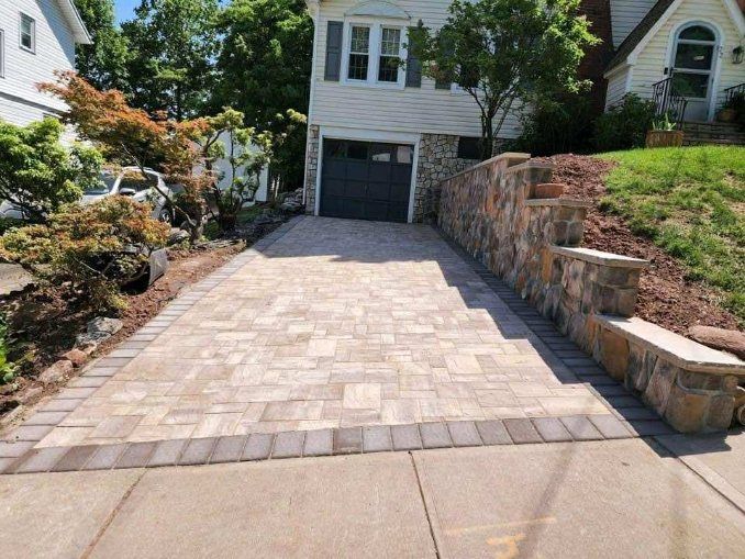 Masonry Steps Paver Walkway Retaining Wall & Landscape