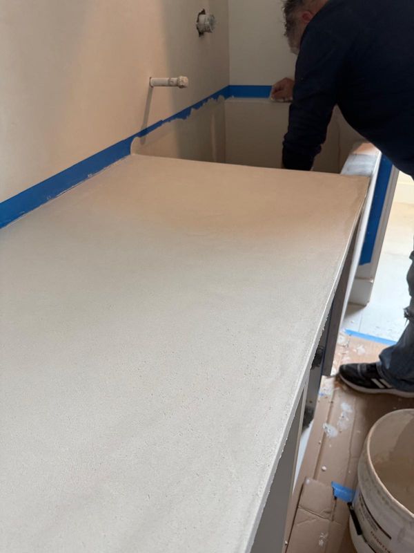White micro cement shower walls